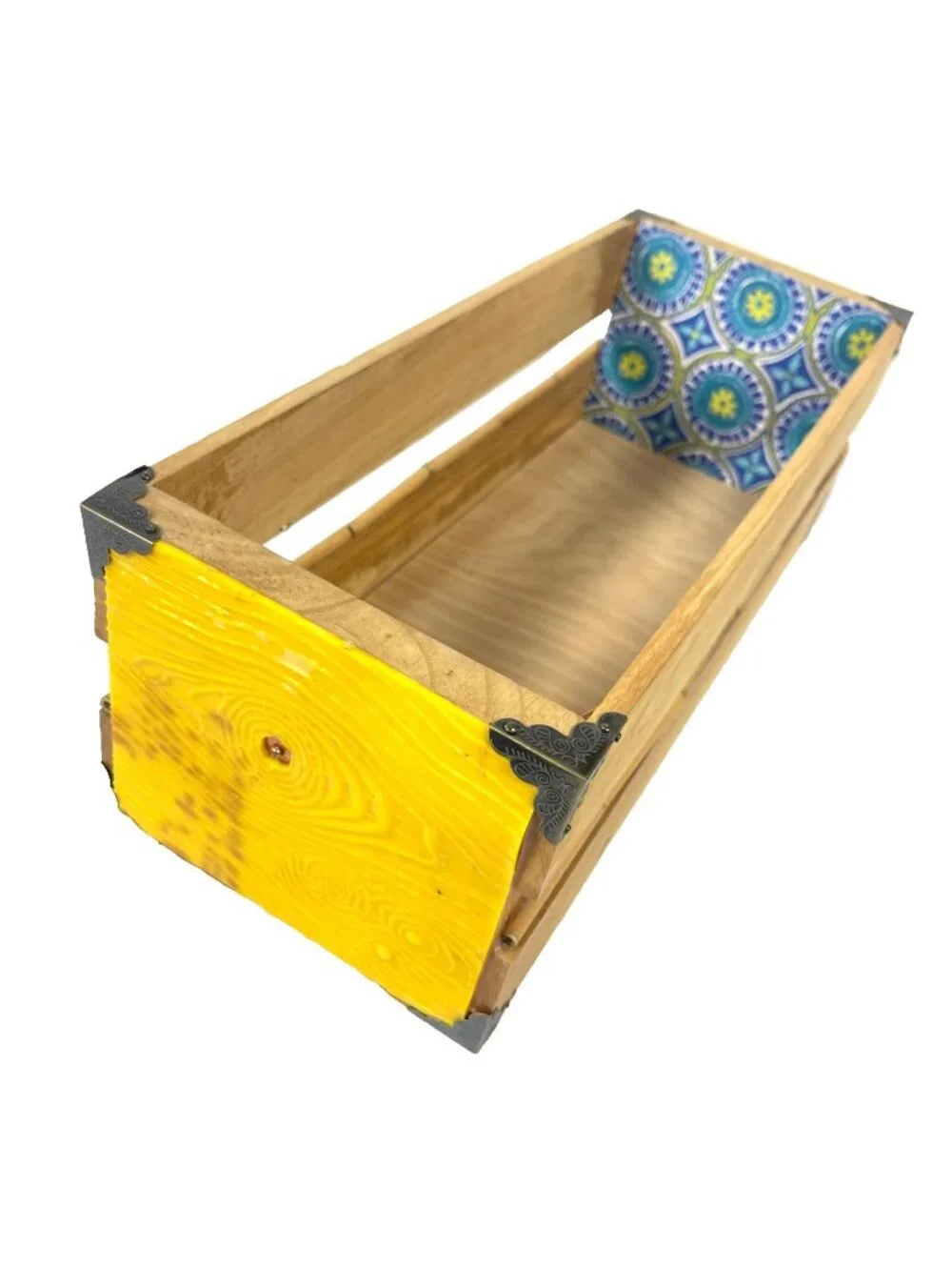 Artisanal Decorative Storage Crate Planter OOAK Wooden CD Box Organizer Boho